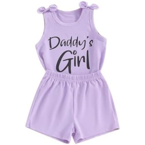 Fernvia Toddler Kids Baby Girl Summer Clothes 2T 3T 4T 5T 6T 7T Sleeveless Tank Tops Shorts Set 2Pcs Outfits