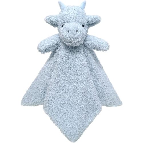Baby Blue Dragon Soft Stuffed Animal Security Blanket, Plush Dinosaur Character Lovey Blanket, Baby Shower/Nursery Gift, Newborn Infant Toddler Snuggle Blankie for Boys Girls, 14 Inches