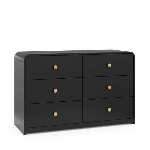 Storkcraft Santos 6 Drawer Nursery Double Dresser, Black