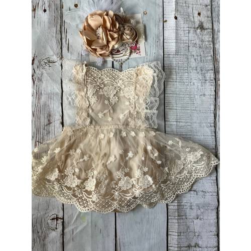 Vintage Ruffle Romper - Tutu Baby Dress Baby Girl Rompers Baby Lace Outfit New Baby Gift - Birthday outfit, photo prop baby outfit