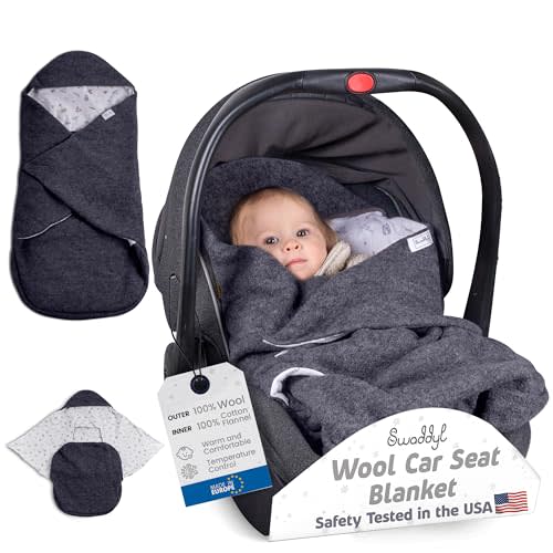 Car Seat Blanket - Premium Wool Stroller Blanket with a Hood & Leg Pouch - Double Sided Carseat Blanket for Optimal Insulation - Car Seat Blankets for Babies Winter Essential