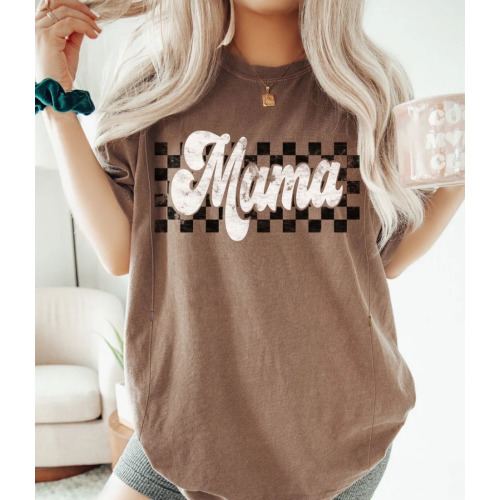 Retro Checkered Mama Nursing T-shirt