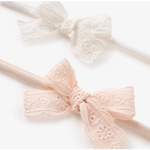 Eyelet Lace Bow Headband 2 Pk – Elegant Baby
