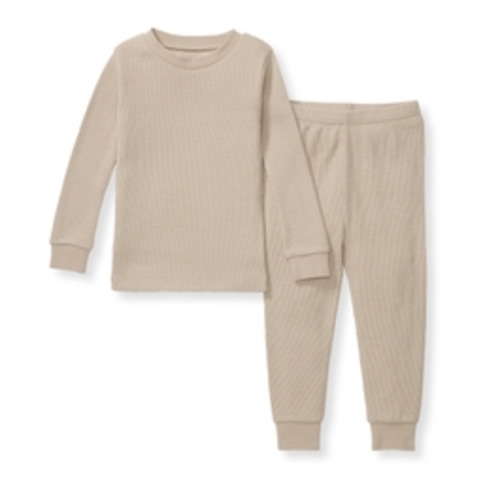 Honeysoft™ Kids Waffle Thermal PJ Set - Delicate Doe (Size 2 Toddler)