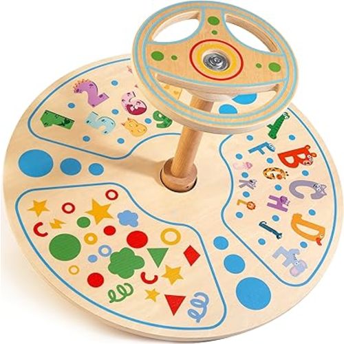 Wooden Sit and Spin Toy | Spinner Seat - Big Size - Sit ‘n Spin Classic Spinning Activity Toy for Toddlers & Kids All Ages - FSC-Certified
