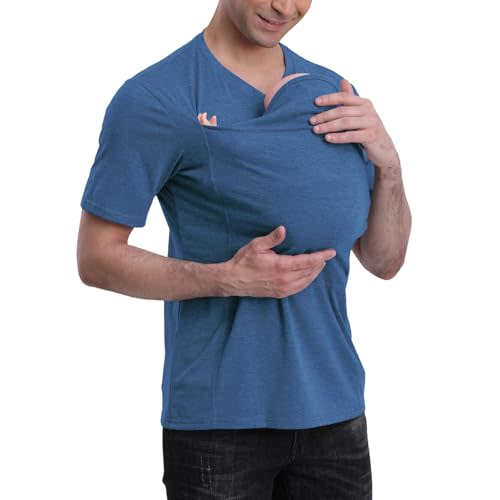 Kangaroo Shirt for Dad and Baby With Pouch - V Neck T-Shirt Baby Carrier