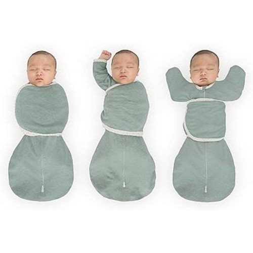 SwaddleDesigns 6-way Omni Swaddle Sack Arms Up Swaddle for Newborn, More Options to Calm Startle Reflex, Improves Sleep, Easy Transition Baby Sleep Sack, Small, 0-3 month, Heathered Jadeite