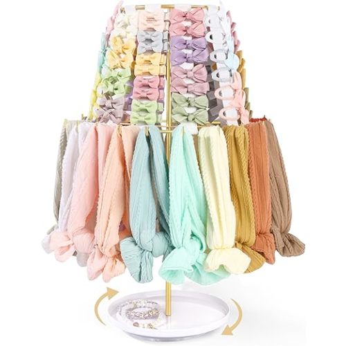 POVETIRE Headband Holder Bow Organizer for Girls, Metal Hair Bows Stand Hairband Storage Display, Hair Accessory Organizer Rack for Baby Newborn Infant Toddler Kids