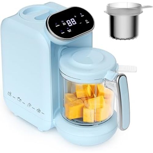 Chefhandy Baby Food Maker,Baby Food Processor with Steam Basket,Auto Cooking & Grinding,One Step Baby Food Steamer Puree Blender Grinder Mills Machine,Touch Screen Control(Blue)