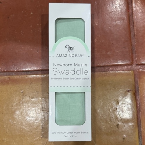 Amazing Baby Green Newborn Muslin Swaddle