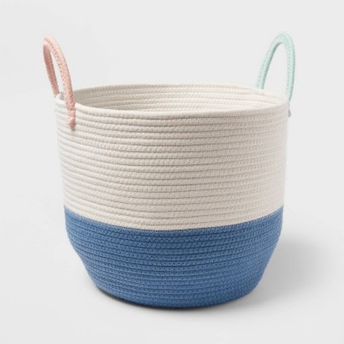 Large Color Block Coiled Rope Storage Basket Blue/white - Pillowfort™