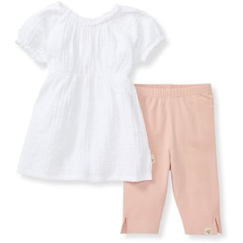 Burt's Bees Baby Baby Girls' Short Sleeve Top and Pant Set, 100% Organic Cotton