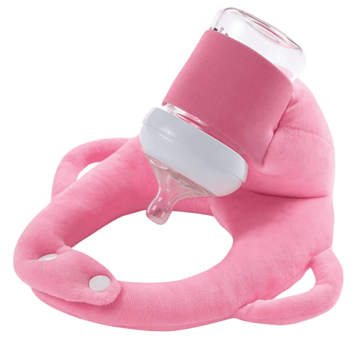 DCWNF Bottle Holder Pillow for Feeding,Ergonomic Nursing Aid and Bottle Support,Washable Secure Grip for Hands-Free Feeding Suitable(Pink)