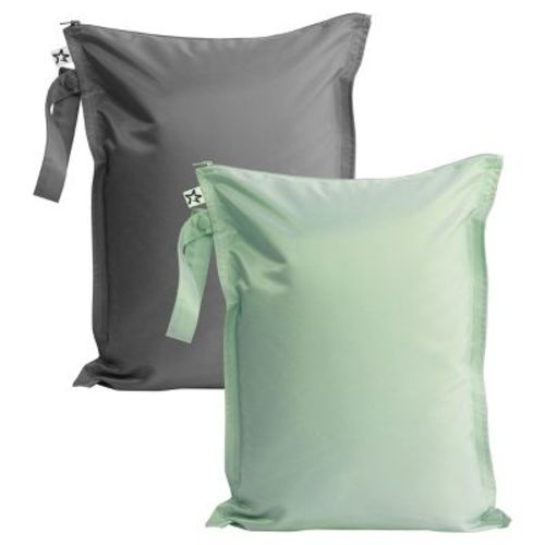 Tiny Twinkle Mess-Proof Waterproof Washable Baby/Toddler Wet Bags for Diapers, Swimsuits and Travel (Sage, Charcoal)