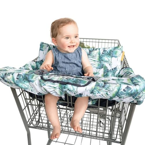 Binxy Baby 2-in-1 Cushy High Chair and Shopping Cart Cover for Baby, Comfortable Universal Fit Cover, Includes Storage Pouch - Coming Up Roses
