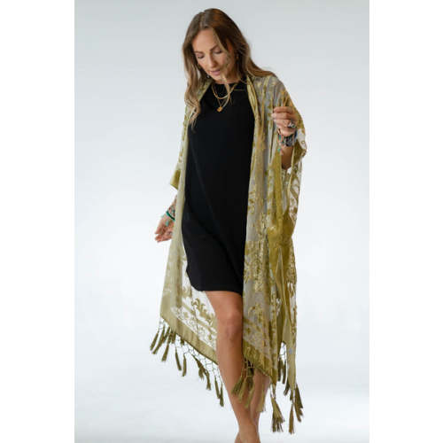 Crushin' On You Velvet Kimono - Olive