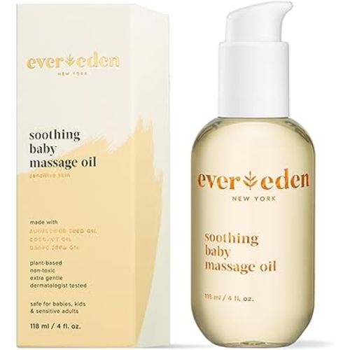 Evereden Soothing Baby Massage Oil 4 fl oz. | All Natural and Clean Baby Care | Non-toxic and Fragrance Free | Plant-based and Organic Ingredients
