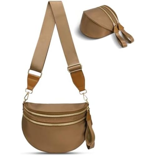 Checkered Crossbody Bag,Nylon Bum Bags for Women Crossbody,Spacious Sling Bag Purse Fanny Packs with Shoulder Strap