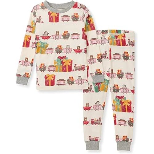 Burt's Bees Baby Baby Boys' Pajamas, 2-Piece Long Sleeve Tee and Long Pant Cotton PJ Set, Sizes for 12 Months to 12 Years