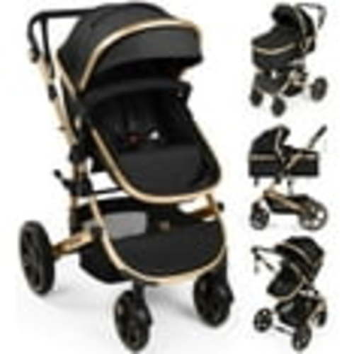 Vomeast Baby Stroller, Foldable Aluminum Alloy Stroller with Reversible, Travel Stroller for Newborn Infant, Black