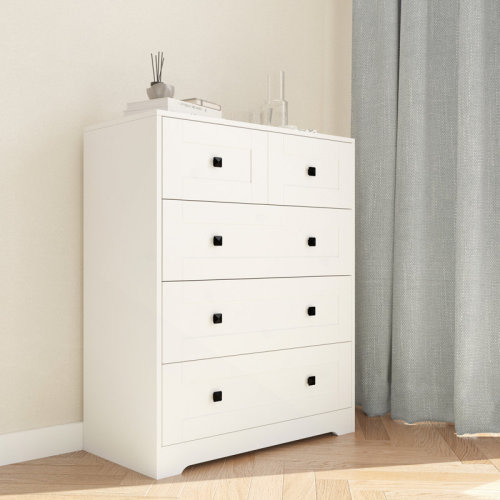 Drawer Dresser, Chest Of Drawer With 5 Drawers White Farm Door | Wayfair