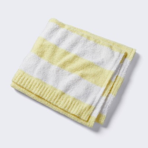 Chenille Stripe Baby Blanket - Yellow and White Stripes - Cloud Island™