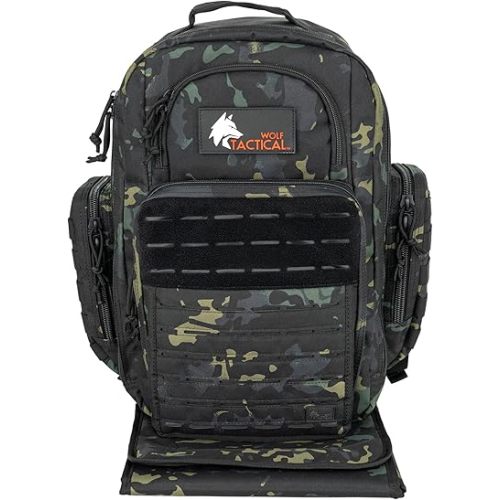 WOLF TACTICAL Military Inspired Diaper Bag - Dad Diaper Bag Backpack with Changing Mat, Mens Diaper Bag for Dad