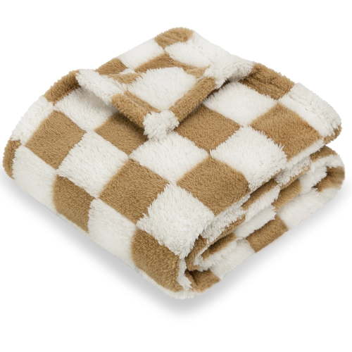 Homritar Baby Blanket for Boys Girls 3D Reversible Fleece Fluffy Blanket with Grid Pattern, Soft Warm Cozy Fuzzy Blanket, 30 x 40 Inch
