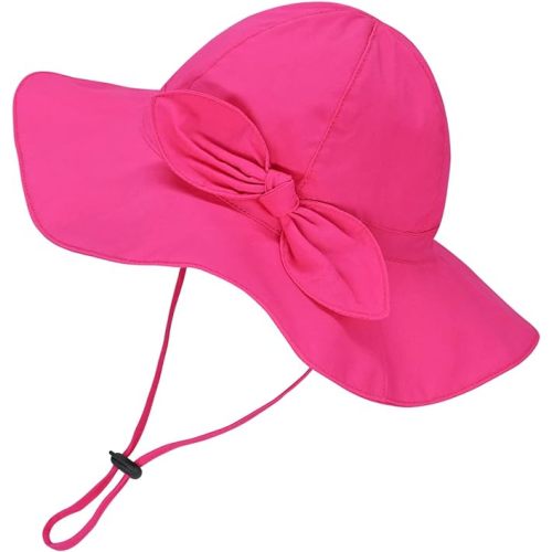 jerague Toddler Kids Baby Girl Breathable Sun Hat Cotton Foldable 50+ SPF Protective - 202202/Rose Red