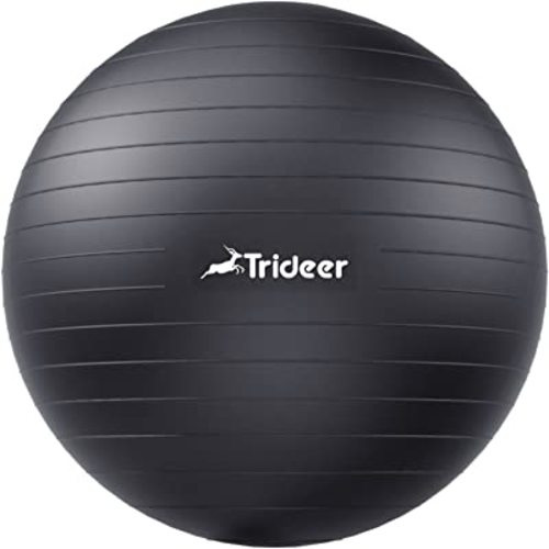 Trideer Yoga Ball Exercise Ball for Working Out, 5 Sizes Gym Ball, Birthing Ball for Pregnancy, Swiss Ball for Physical Therapy, Balance, Stability, Fitness, Office Ball Chair, Quick Pump Included - Black - L(23-26ines/58-65cm)