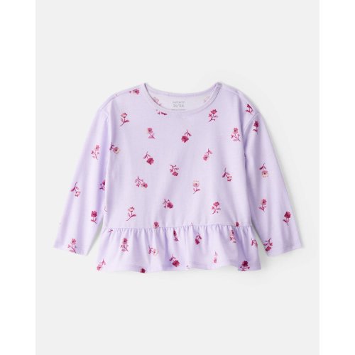 Toddler Girl Floral Long-Sleeve Top - Purple - Carter's | Carter's