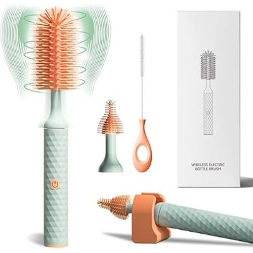 Cordless Electric Baby Bottle Brush – Multipurpose Silicone Cleaner for Baby Bottles, Nipples & Accessories with Extension Attachments