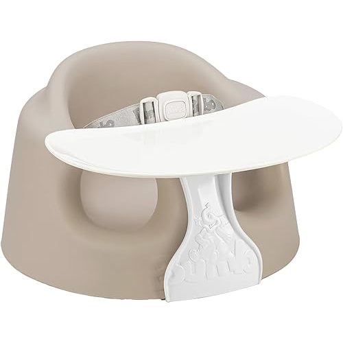 Bumbo Baby Infant Soft Foam Comfortable Support Wide Floor Seat Plus+ with 3 Point Adjustable Harness for Ages 3 to 12 Months, Taupe