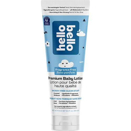 Hello Bello Baby Lotion - Fragrance Free | Dermatologist-Tested & Hypoallergenic for Sensitive Skin - Thoughtful Ingredients - Nourishing & Non-Greasy | 250 Milliliters