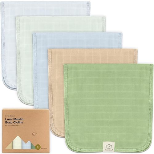 KeaBabies Cotton Muslin Burp Cloths Baby Boy, Girl - 5-Pack Soft & Absorbent Burping Cloth for Babies, Large Baby Towels & Washcloths for Newborn, Spit Up Rags, No Shrink, 20x10" (Dew)