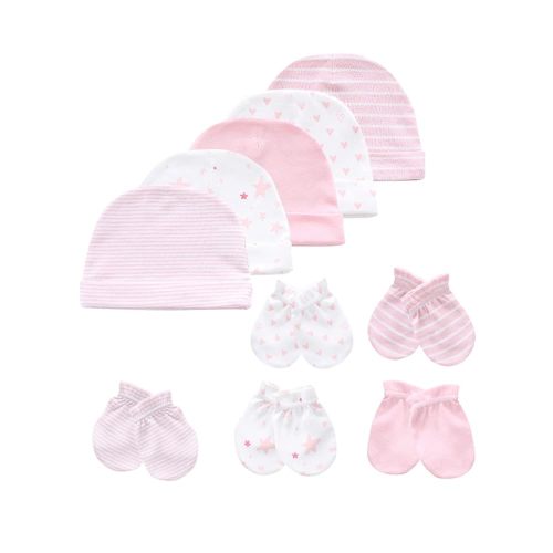 MAMIMAKA Ensemble bonnet et moufles pour bébé nouveau-né pour bébé garçon fille 0-6 mois 100 % coton