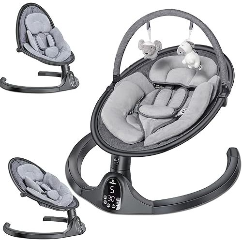 BabyBond Baby Swings for Infants to Toddler | Bluetooth Baby Swing with 3 Seat Positions | 5 Natural Sway Motion | Bluetooth Music | 5-Point Harness | Includes Remote Control