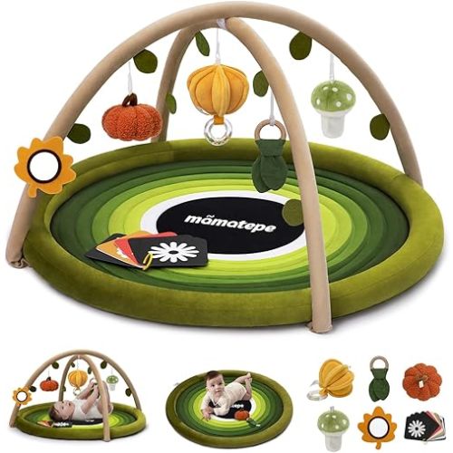 Baby Play Activity Gym Tummy Time Mat for Infant,Baby Gyms & Playmats for Babies 0 to 3 6 9 12 Months with 6 Toys for Early Sensory Exploration and Motor Skill Development (Green)