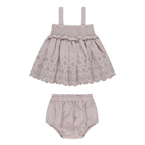 Embroidered Eyelet Organic Cotton Trapeze Top & Bloomers, 18-24M