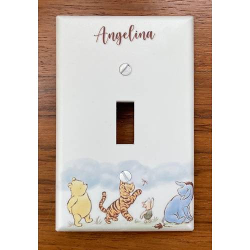 Classic Winnie the Pooh Light switch plate cover // TEAM group // Personalized // baby nursery // FAST SHIP!