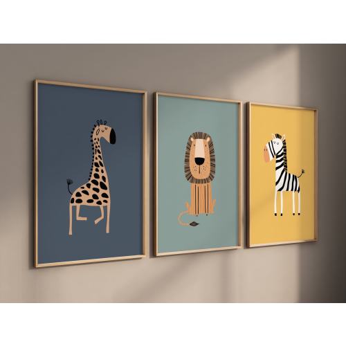 8" x 10" Safari Nursery Wall Prints, Boho Nursery Prints, jungle animals, earth colors, Nursery Art, animal Nursery Decor, animal prints