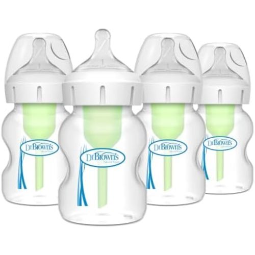 Dr. Brown's Anti-Colic Options+ Wide-Neck Baby Bottles, 5 oz, 4-Pack