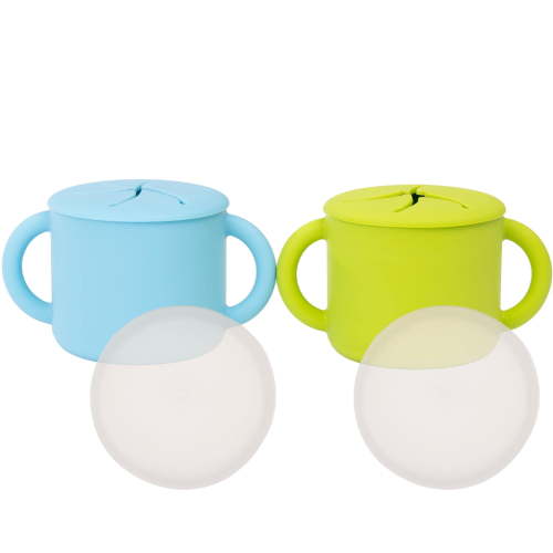 WeeSprout Snack Containers, Food Grade Silicone Cups, Spill-Proof Tops for Toddlers & Babies, 2 pack