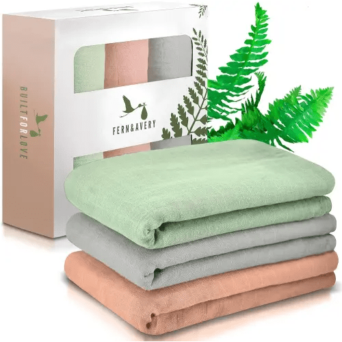 Fern & Avery Baby Swaddle Blankets - Receiving Blankets for Boys & Girls - Lightweight Breathable Gender Neutral Baby Gift - Sage 3-Pack