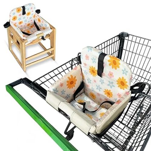 Shopping Cart Seat Cover for Baby, High Chair & Grocery Seat Protector, Padded Chair Covers for Restaurant Seats, Unisex Machine Washable Grocery Cart Liner & Swing Insert – Floral