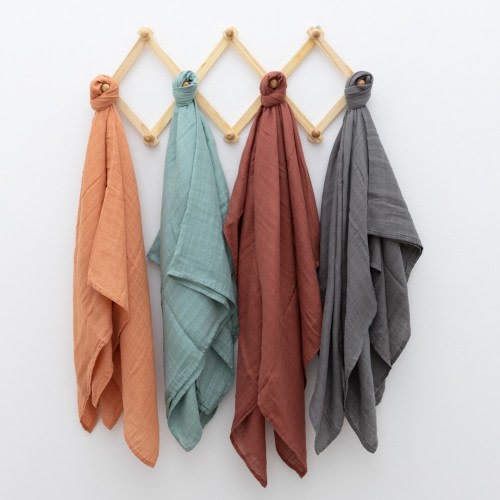 Organic Baby Swaddle Blanket - Organic Cotton and Bamboo Solid Muslin Swaddle Blankets, Earth Tone Collection