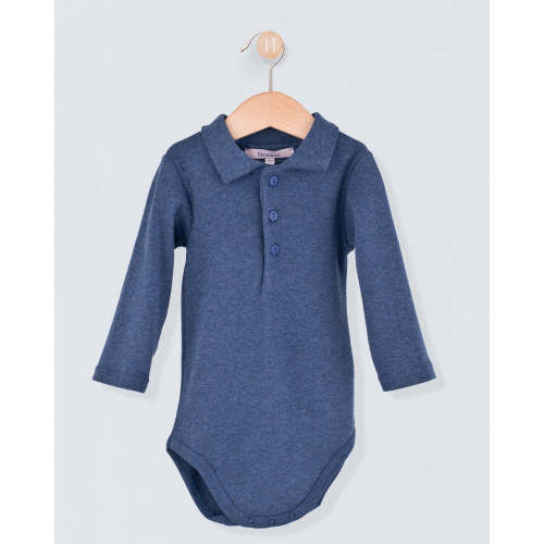 Marcelo Italian Brushed Jean Blue Polo Onesie FLEURISSE