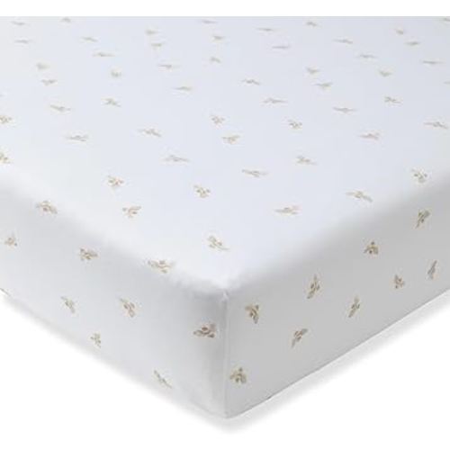 Burt's Bees Baby Essential Organic Cotton Fitted Crib Sheet, Breathable for Boy Girl Standard Crib & Toddler Mattresses