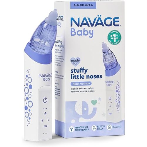 Navage Baby Nasal Aspirator - Gentle, Pediatrician Endorsed Nasal Aspirator for Baby Congestion & Stuffy Noses - Baby Nose Sucker w/ Lights, Lullabies & BPA Free Silicone Tips