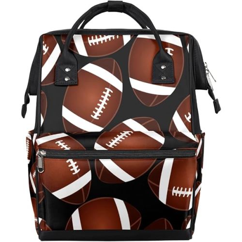 American Football Diaper Bag Backpack Large Compartment Mommy Bag with Stroller Straps Waterproof Casual Daypack for Mom and Dad Travel Bag